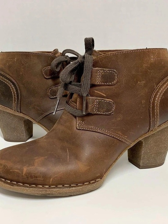 Clarks Shoes - Clarks Brown Ankle Booties with Block Heels